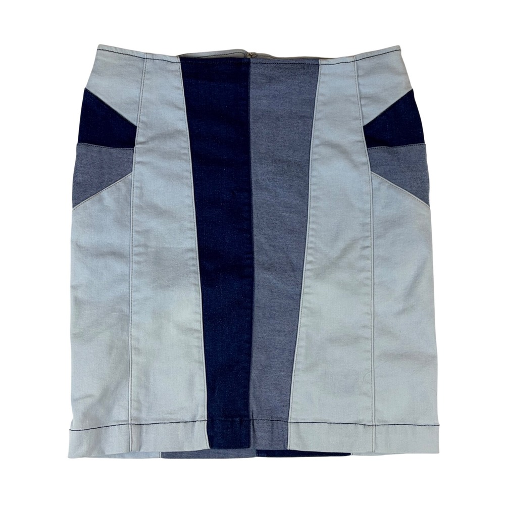 Monroe & Main Blue Patchwork Denim Mini Skirt‎ Colorblock Size 8 Geometric Y2K